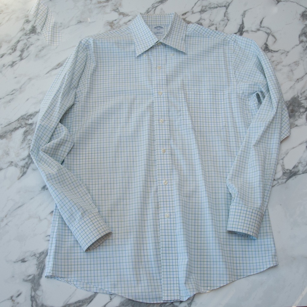 Brooks Brothers Men's Button Down Dress Shirt Crosshatch 15 1/2- 4/5 Slim Fit